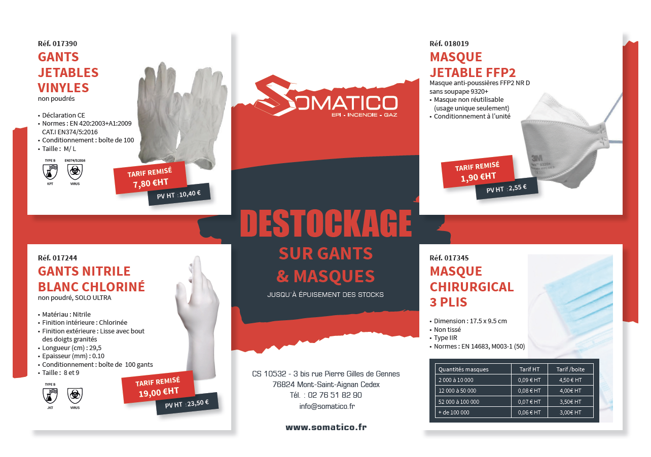 Destockage Gants et Masques jusqu'à épuisement des stocks