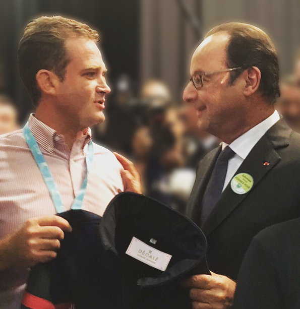 Le Président de la République, François HOLLANDE découvre la marque de SOMATICO, DÉCALÉ